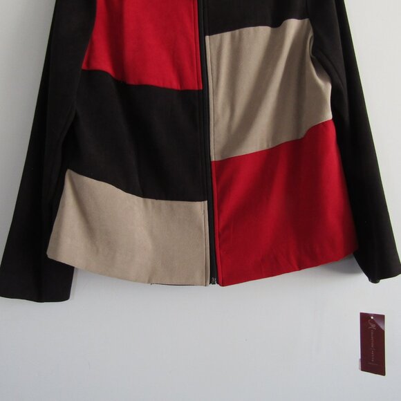 JM Collection Jacket 12 Petite Color Block Retro Artsy Modest Classic Casual - Picture 3 of 9